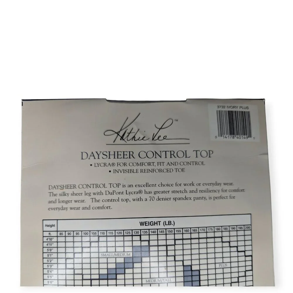 Kathie Lee Collection Ivory Plus Silky Daysheer Control Top Pantyhose Unused
